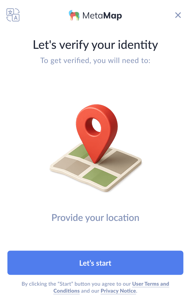 MetaMap SDK screen