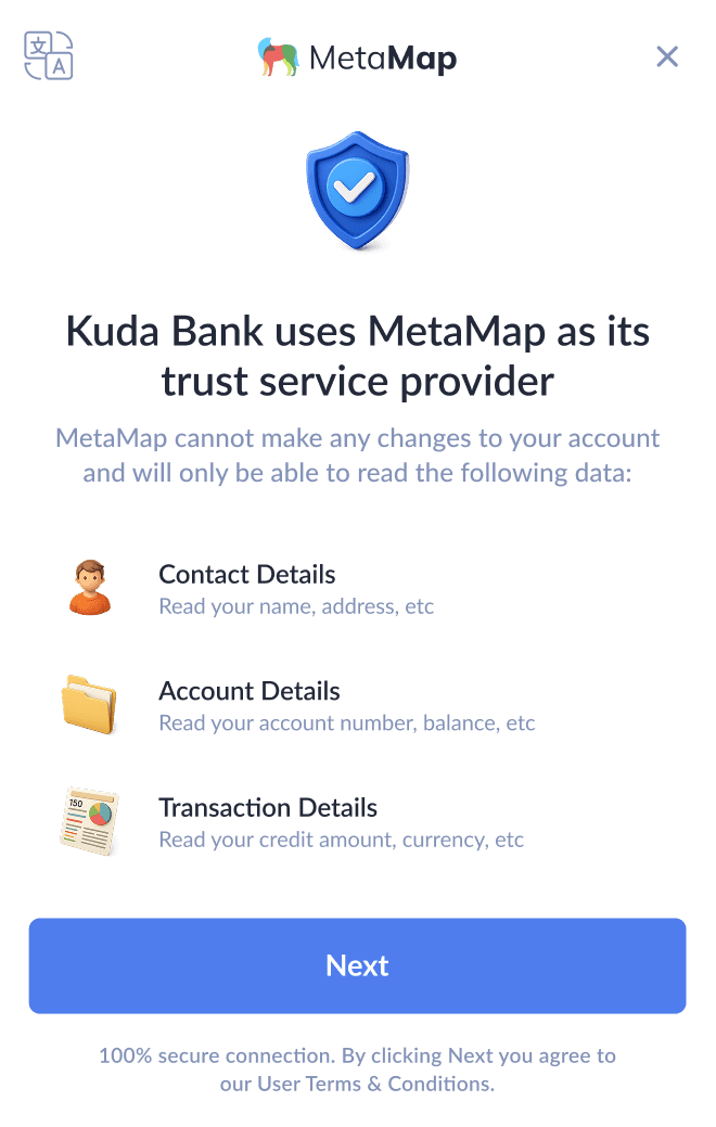 MetaMap SDK screen